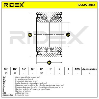 комплект колесен лагер RIDEX 654W0813