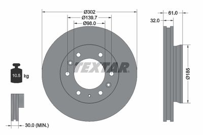 TEXTAR 92253400 Тормозные диски  для FORD RANGER (Форд Рангер)