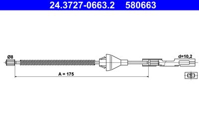 Тросик, cтояночный тормоз ATE 24.3727-0663.2 для MAZDA 2