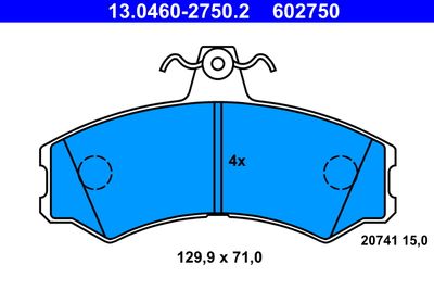 Комплект тормозных колодок, дисковый тормоз ATE 13.0460-2750.2 для IVECO MASSIF