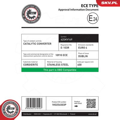 Katalyzátor ESEN SKV 62SKV169