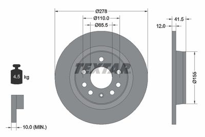Тормозной диск TEXTAR 92118503 для SAAB 9-3X