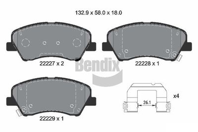 Комплект тормозных колодок, дисковый тормоз BENDIX Braking BPD2343 для KIA STONIC