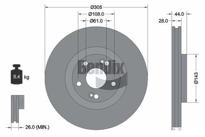BENDIX Braking BDS1403 Тормозные диски  для RENAULT ESPACE III (JE0_) 3.0 V6 24V (JE0G, JE0R)