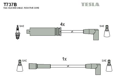 Комплект проводов зажигания TESLA T737B для DAEWOO ESPERO