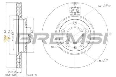 BREMSI CD6827V Тормозные диски  для ALFA ROMEO SPIDER (916_) 2.0 T.SPARK 16V (916S2C00)
