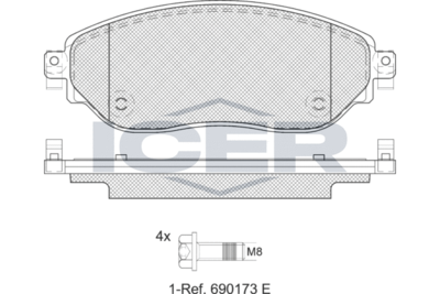 Zestaw klocków hamulcowych, hamulce tarczowe ICER LM2219