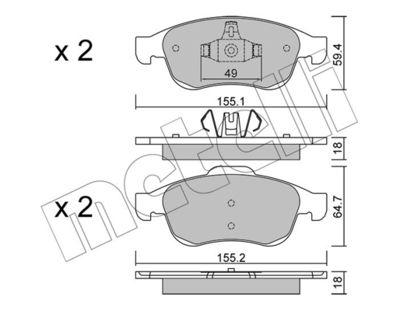 Комплект тормозных колодок, дисковый тормоз METELLI 22-0817-0 для DACIA DOKKER