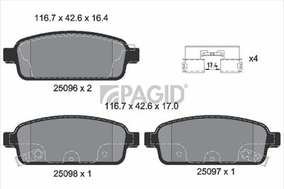 Sada brzdových destiček, kotoučová brzda PAGID T1957N