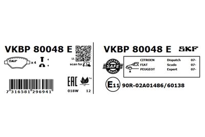 Brake Pad Set, disc brake VKBP 80048 E