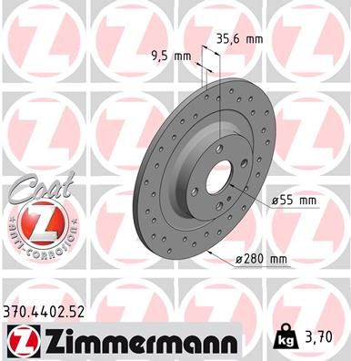 Тормозной диск ZIMMERMANN 370.4402.52 для FIAT 124