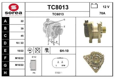 GENERATOR / ALTERNATOR SNRA TC8013