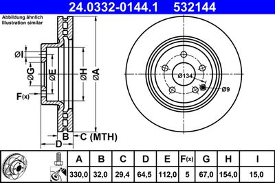 Тормозной диск ATE 24.0332-0144.1 для MERCEDES-BENZ GLK-CLASS