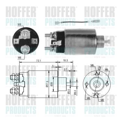 Тяговое реле, стартер HOFFER 46282 для MITSUBISHI CORDIA