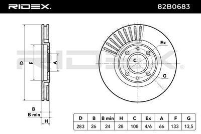спирачен диск RIDEX 82B0683