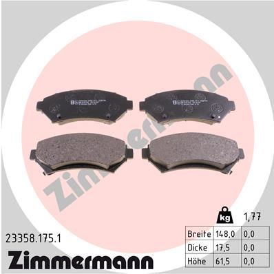 Комплект тормозных колодок, дисковый тормоз ZIMMERMANN 23358.175.1 для CHEVROLET TRANS