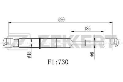 ZEKKERT GF-2221 Амортизатор багажника и капота  для NISSAN PRIMERA Hatchback (P11) 2.0 16V