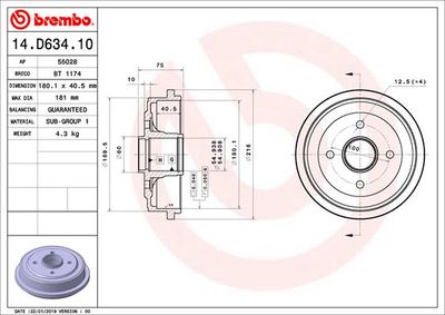 BREMBO Remtrommel (14.D634.10)
