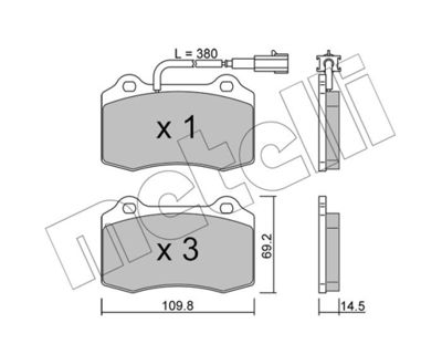 Комплект тормозных колодок, дисковый тормоз METELLI 22-0251-8 для MASERATI QUATTROPORTE