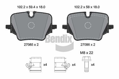 комплект спирачно феродо, дискови спирачки BENDIX Braking BPD2661