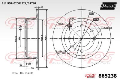 Тормозной диск MAXTECH 865238 для KIA MAGENTIS