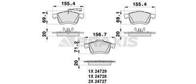 Комплект тормозных колодок, дисковый тормоз BRAXIS AB0299 для FIAT DOBLO