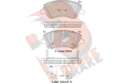 Комплект тормозных колодок, дисковый тормоз R BRAKE RB2298 для KIA STONIC