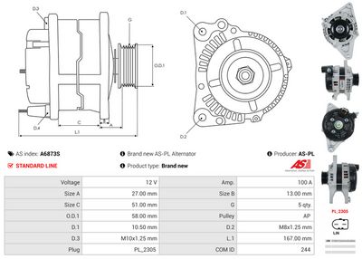GENERATOR / ALTERNATOR AS-PL A6873S 4