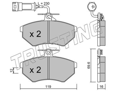 Комплект тормозных колодок, дисковый тормоз TRUSTING 052.4 для VW CORRADO
