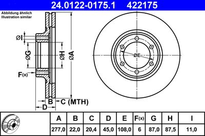 Тормозной диск ATE 24.0122-0175.1 для HYUNDAI GALLOPER