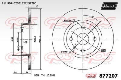 Тормозной диск MAXTECH 877207 для FIAT JAGST