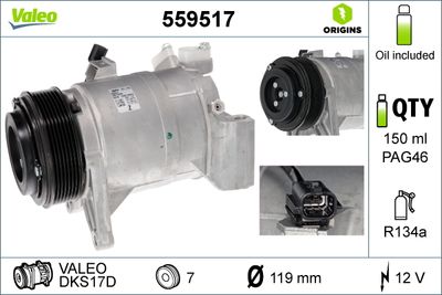 VALEO Compressor, airconditioning VALEO ORIGINS NEW OE TECHNOLOGY (559517)