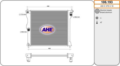 AHE 106.193 Радиатор охлаждения двигателя  для PEUGEOT  (Пежо Ион)