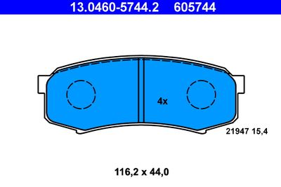 Комплект тормозных колодок, дисковый тормоз ATE 13.0460-5744.2 для TOYOTA FORTUNER