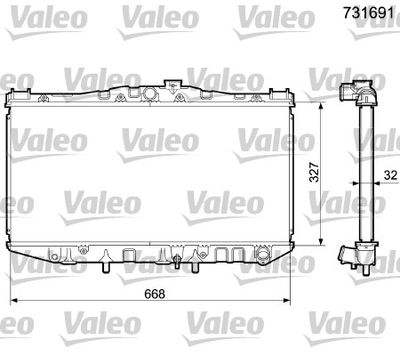 Радиатор, охлаждение двигателя VALEO 731691 для TOYOTA CAMRY