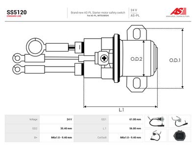 Innslag, starter AUTOSTARTER SS5120 for MITSUBISHI, MAN
