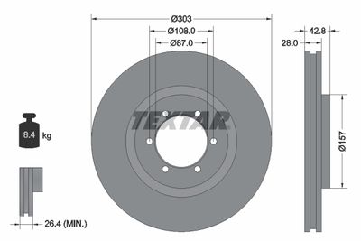 TEXTAR 92180003 Тормозные диски  для HYUNDAI TERRACAN (Хендай Терракан)