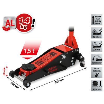 Ks Tools - výkonný hydraulický hliníkový zdvihák, do 1500kg