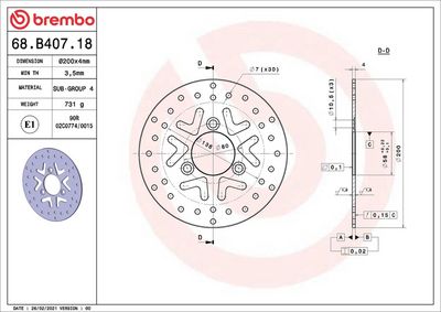 Kočni disk BREMBO PRIME - Serie-Oro - Fixed Disc 68B40718