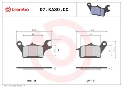 Komplet kočnih obloga, disk kočnica BREMBO PRIME - CarbonCeramic - CC 07KA30CC