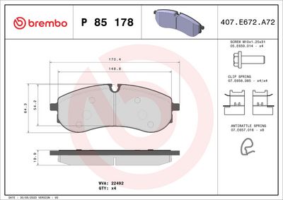 Brake Pad Set, disc brake P 85 178