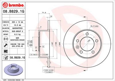 Tarcza hamulcowa BREMBO 08.B829.1G