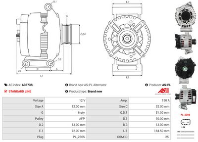 GENERATOR / ALTERNATOR AS-PL A3673S 4