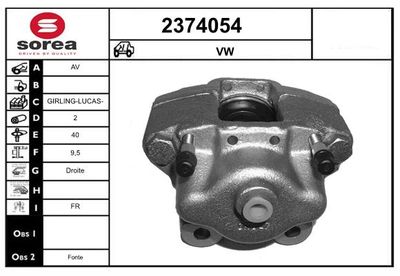 Тормозной суппорт EAI 2374054 для VW KAEFER