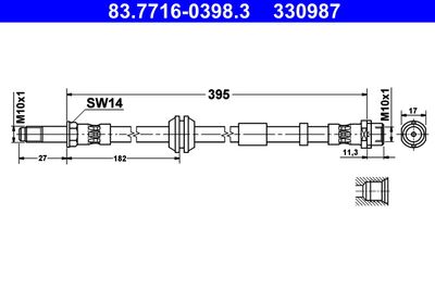 Тормозной шланг ATE 83.7716-0398.3 для VOLVO S40
