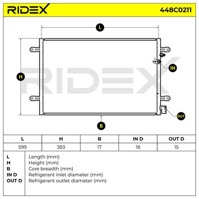 кондензатор, климатизация RIDEX 448C0211