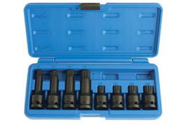 Laser Tools Impact Tamperproof Spline Socket Bit Set 1/2"D 8pc