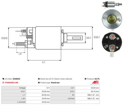 Elektromagnetický spínač, startér AS-PL SS4062S