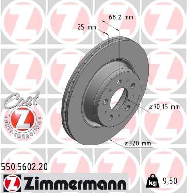 Тормозной диск ZIMMERMANN 550.5602.20 для TESLA MODEL 3