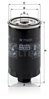 Масляный фильтр MANN-FILTER W 719/21 для VW CORRADO